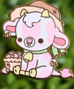 Coupon 🎁 BRIGHT BAT DESIGNS Kawaii Shortcake The Strawberry Cow | ENAMEL PIN 😀