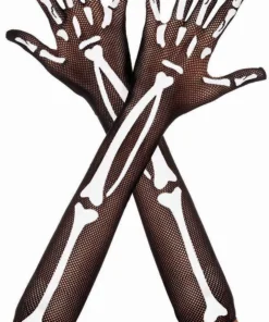Brand new 🔥 MUSIC LEGS 🧛 Halloween Skeleton Fishnet [Black/White] | OVER THE ELBOW GLOVES^ 👍
