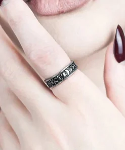 Cheapest 🥰 ROGUE AND WOLF The Moon Moon Child [Blackened Steel] | RING 🎉