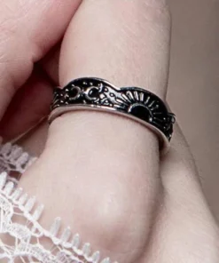 New 🎉 ROGUE AND WOLF The Moon Moonrise [Blackened Steel] | RING 😀
